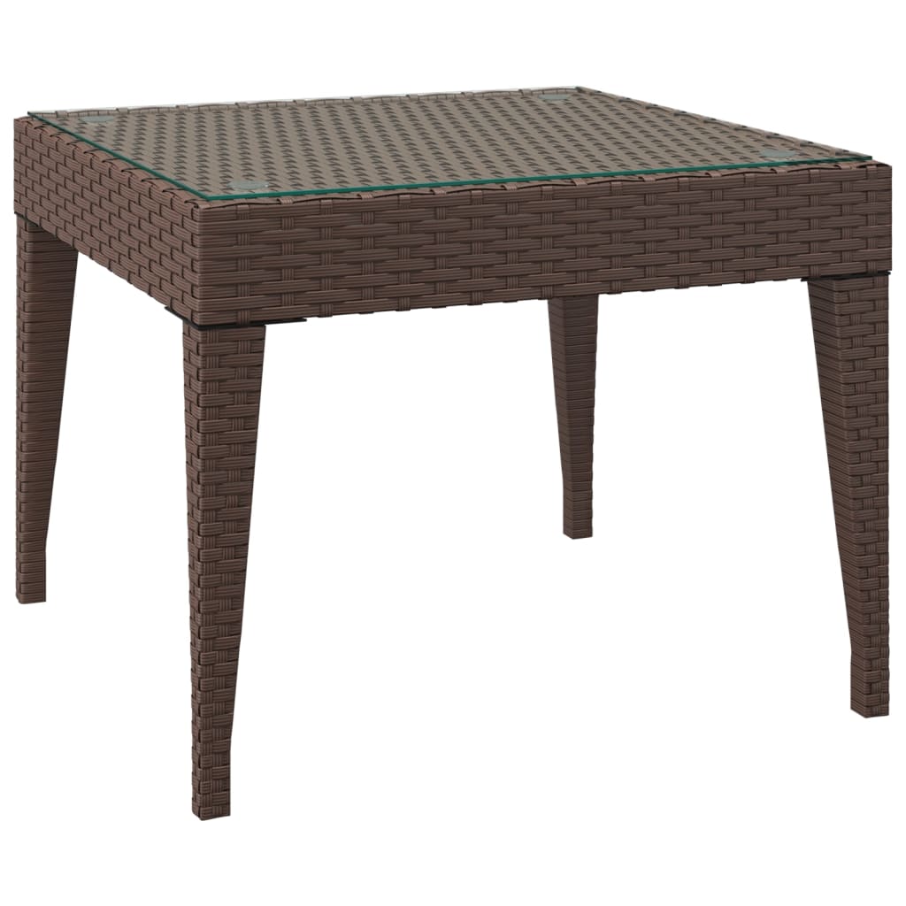 Bijzettafel 50x50x38 cm poly rattan en gehard glas bruin is nu te koop bij PeponiXL, paradijselijk wonen!