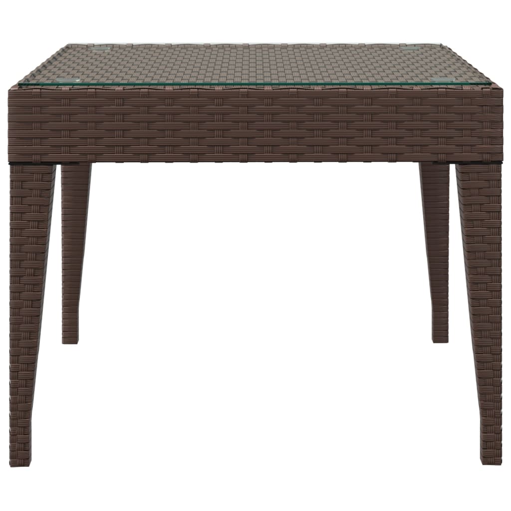 Bijzettafel 50x50x38 cm poly rattan en gehard glas bruin is nu te koop bij PeponiXL, paradijselijk wonen!