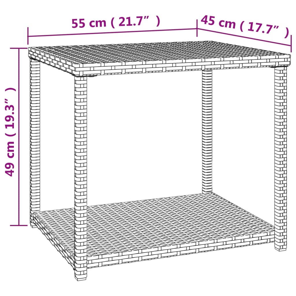 Bijzettafel 55x45x49 cm poly rattan zwart is nu te koop bij PeponiXL, paradijselijk wonen!