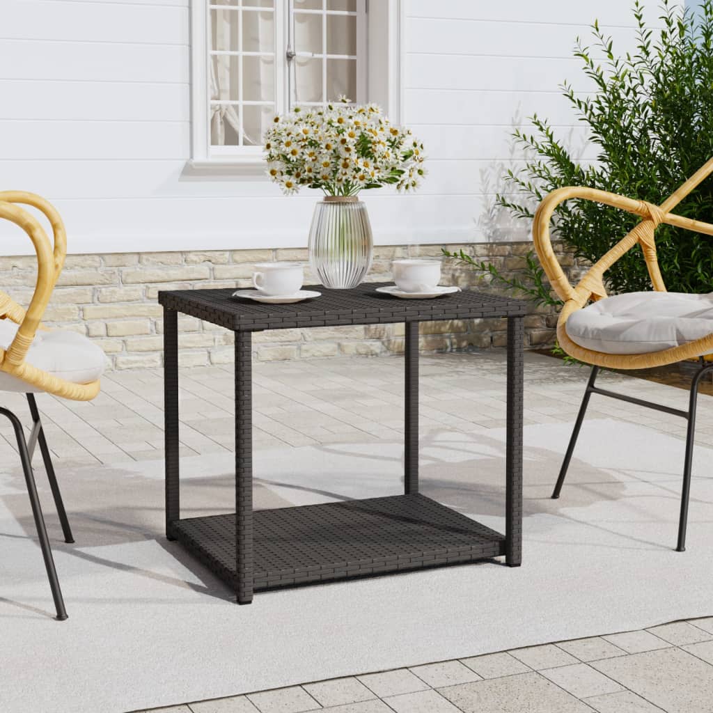 Bijzettafel 55x45x49 cm poly rattan zwart is nu te koop bij PeponiXL, paradijselijk wonen!
