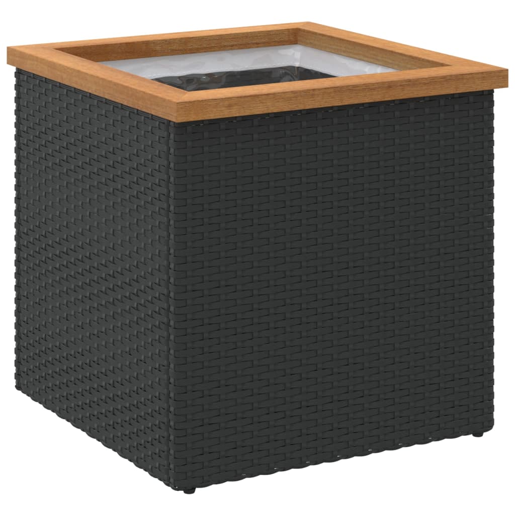 Plantenbak 40x40x40 cm poly rattan zwart is nu te koop bij PeponiXL, paradijselijk wonen!