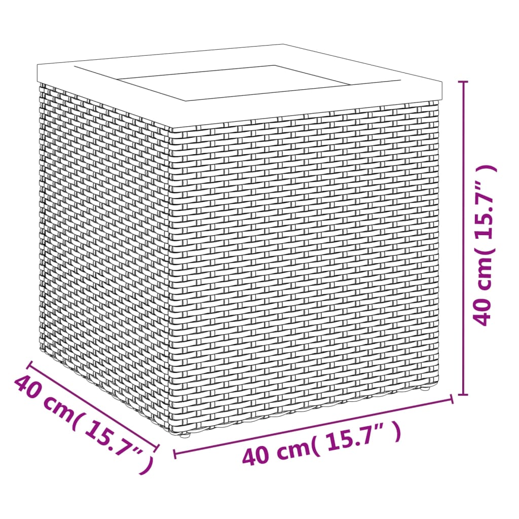 Plantenbak 40x40x40 cm poly rattan zwart is nu te koop bij PeponiXL, paradijselijk wonen!