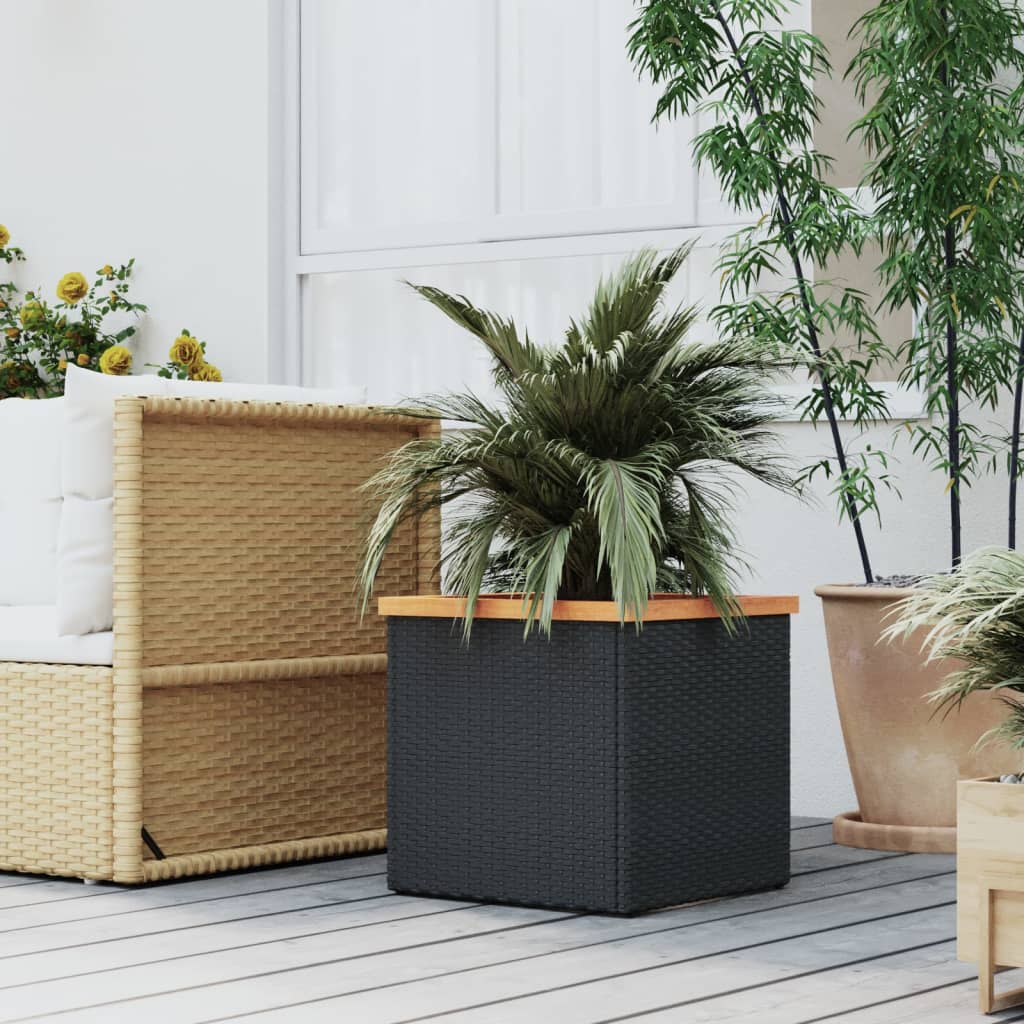 Plantenbak 40x40x40 cm poly rattan zwart is nu te koop bij PeponiXL, paradijselijk wonen!