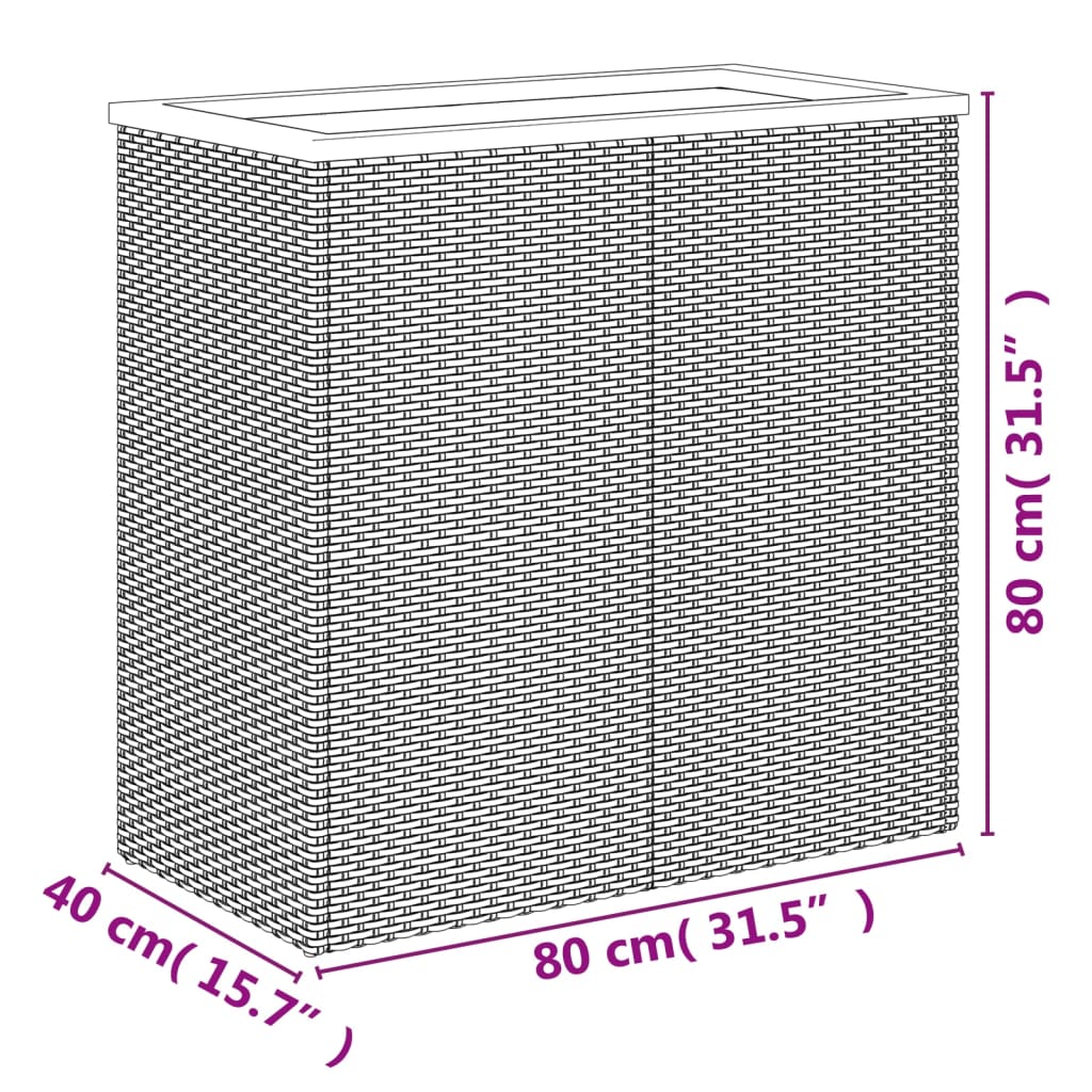 Plantenbak 80x40x80 cm poly rattan zwart is nu te koop bij PeponiXL, paradijselijk wonen!