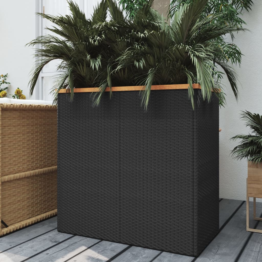 Plantenbak 80x40x80 cm poly rattan zwart is nu te koop bij PeponiXL, paradijselijk wonen!