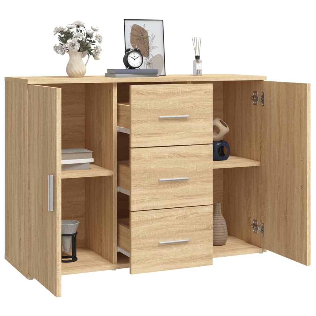 Dressoir 91x29,5x65 cm bewerkt hout sonoma eikenkleurig is nu te koop bij PeponiXL, paradijselijk wonen!