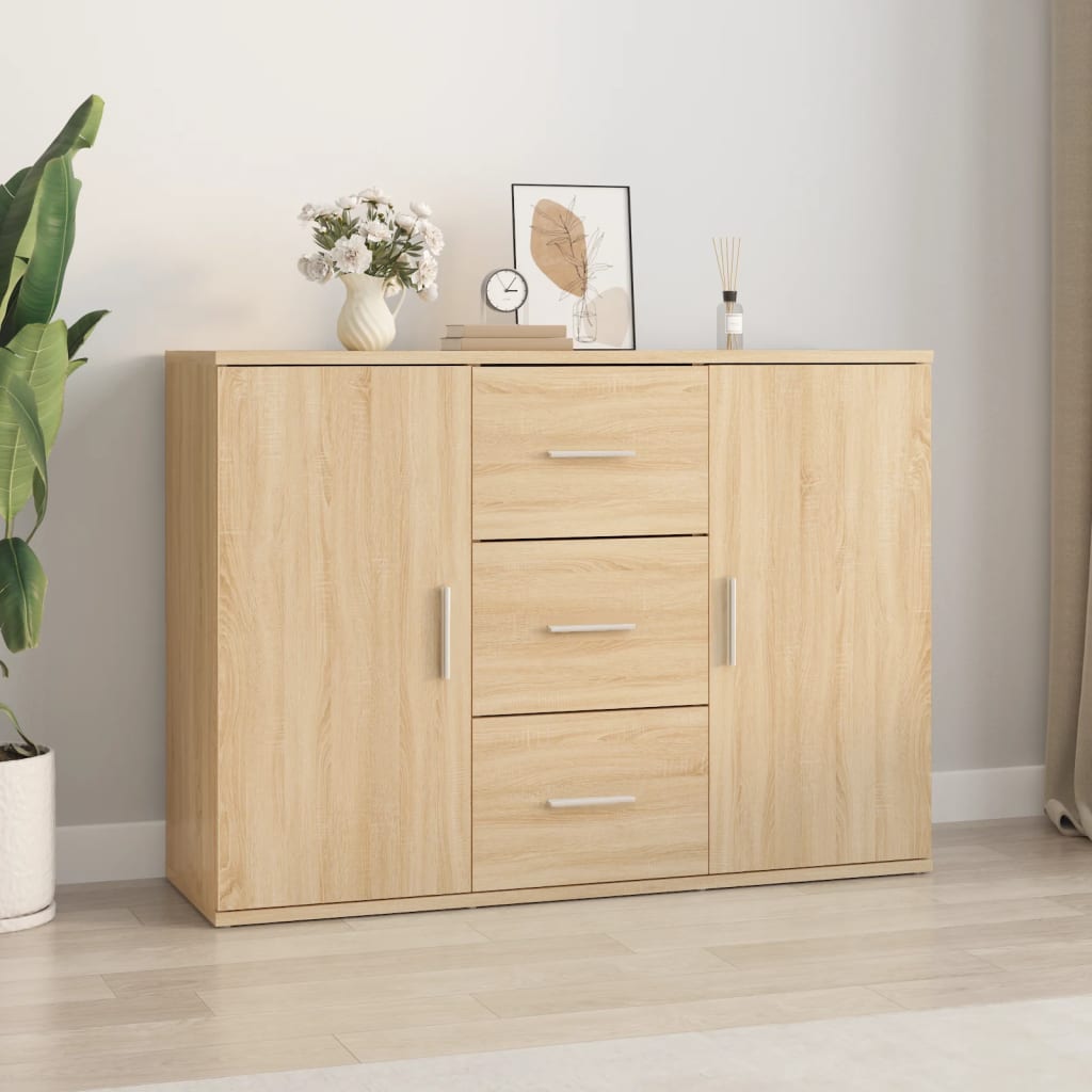 Dressoir 91x29,5x65 cm bewerkt hout sonoma eikenkleurig is nu te koop bij PeponiXL, paradijselijk wonen!