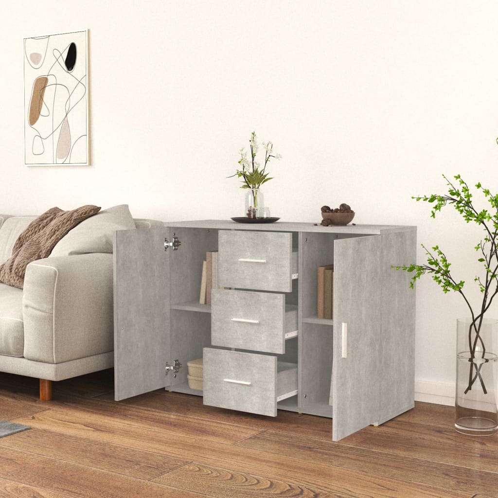 Dressoir 91x29,5x65 cm bewerkt hout betongrijs is nu te koop bij PeponiXL, paradijselijk wonen!