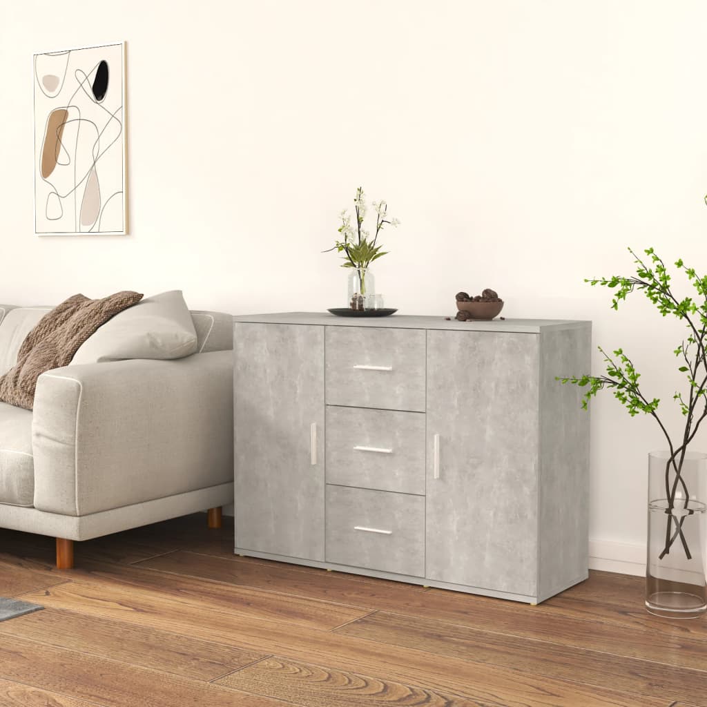 Dressoir 91x29,5x65 cm bewerkt hout betongrijs is nu te koop bij PeponiXL, paradijselijk wonen!
