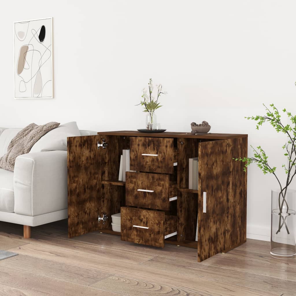 Dressoir 91x29,5x65 cm bewerkt hout gerookt eikenkleurig is nu te koop bij PeponiXL, paradijselijk wonen!