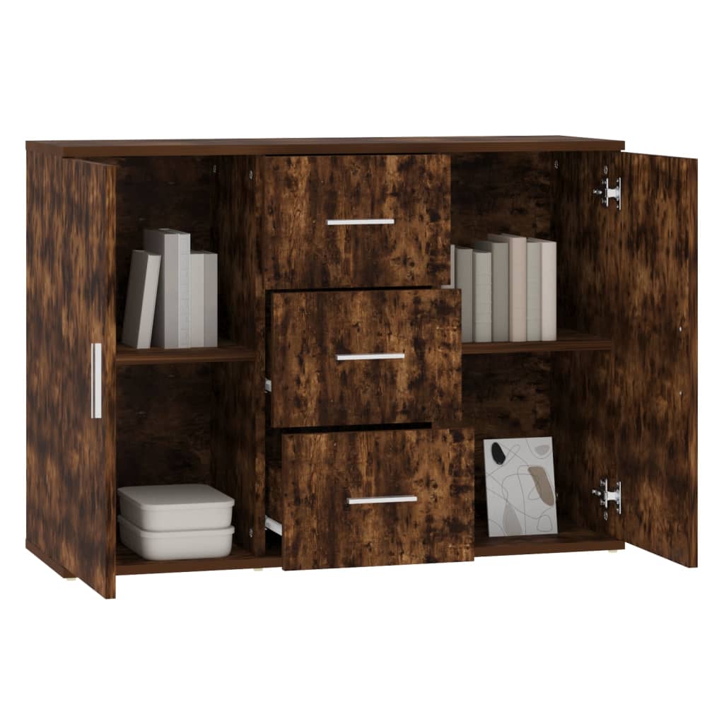 Dressoir 91x29,5x65 cm bewerkt hout gerookt eikenkleurig is nu te koop bij PeponiXL, paradijselijk wonen!
