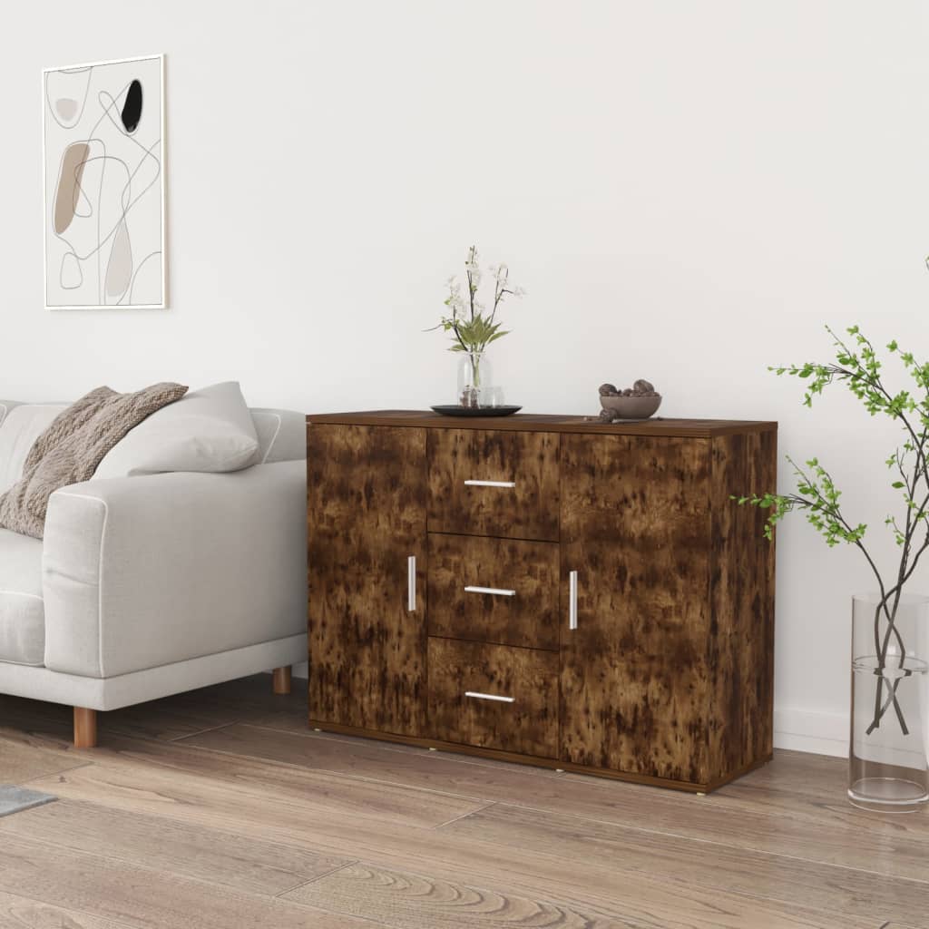 Dressoir 91x29,5x65 cm bewerkt hout gerookt eikenkleurig is nu te koop bij PeponiXL, paradijselijk wonen!