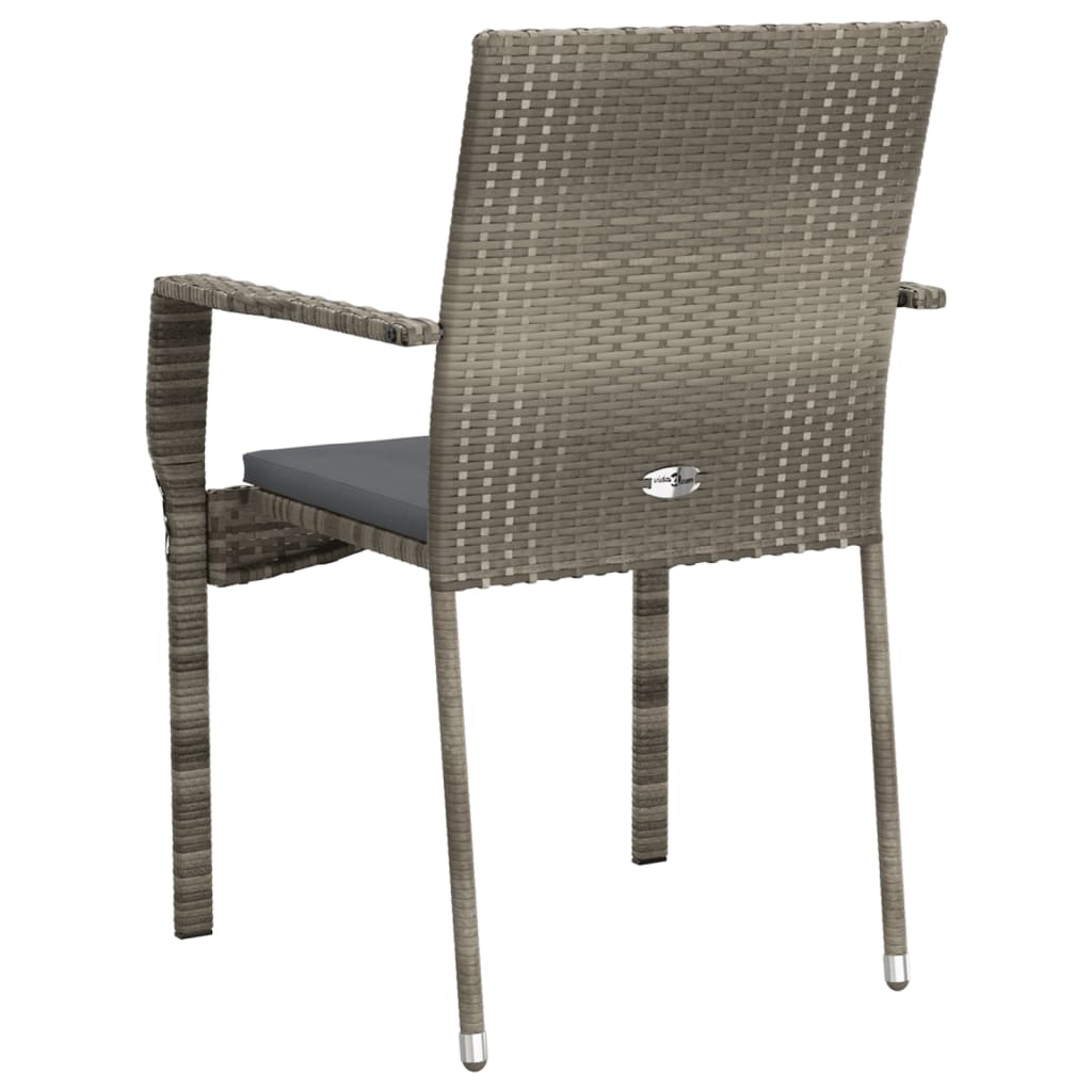 Tuinstoelen 2 st met kussens poly rattan grijs is nu te koop bij PeponiXL, paradijselijk wonen!