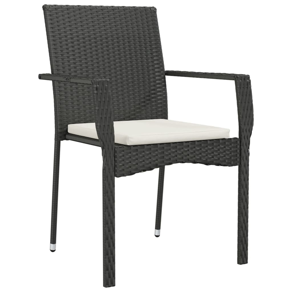 Tuinstoelen 4 st met kussens poly rattan zwart is nu te koop bij PeponiXL, paradijselijk wonen!
