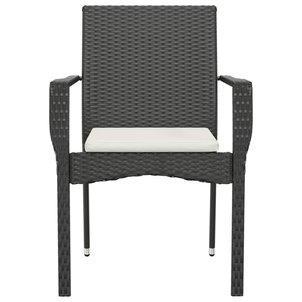 Tuinstoelen 4 st met kussens poly rattan zwart is nu te koop bij PeponiXL, paradijselijk wonen!