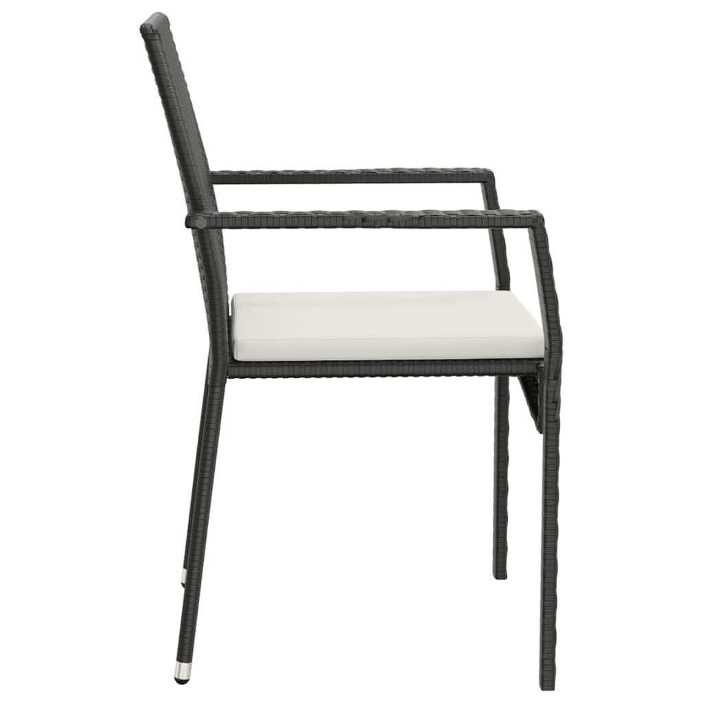 Tuinstoelen 4 st met kussens poly rattan zwart is nu te koop bij PeponiXL, paradijselijk wonen!