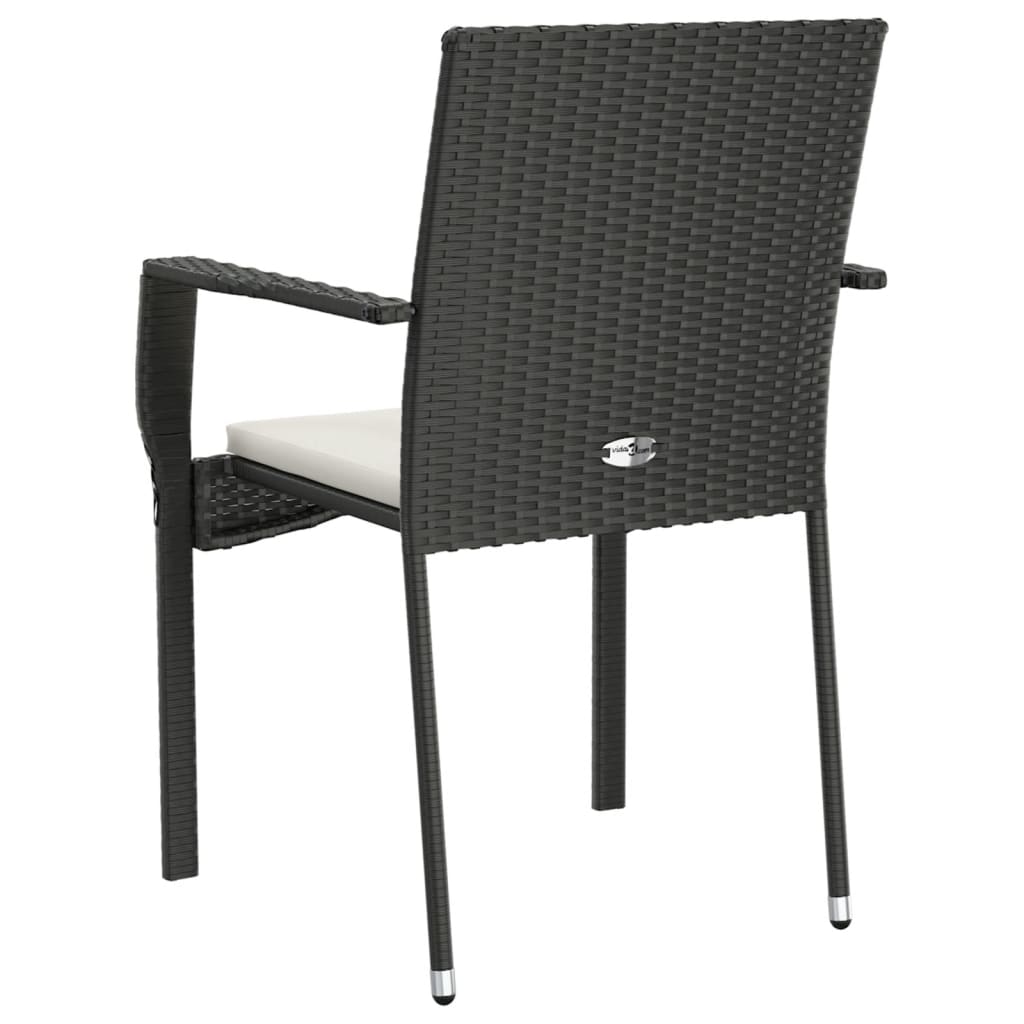 Tuinstoelen 4 st met kussens poly rattan zwart is nu te koop bij PeponiXL, paradijselijk wonen!
