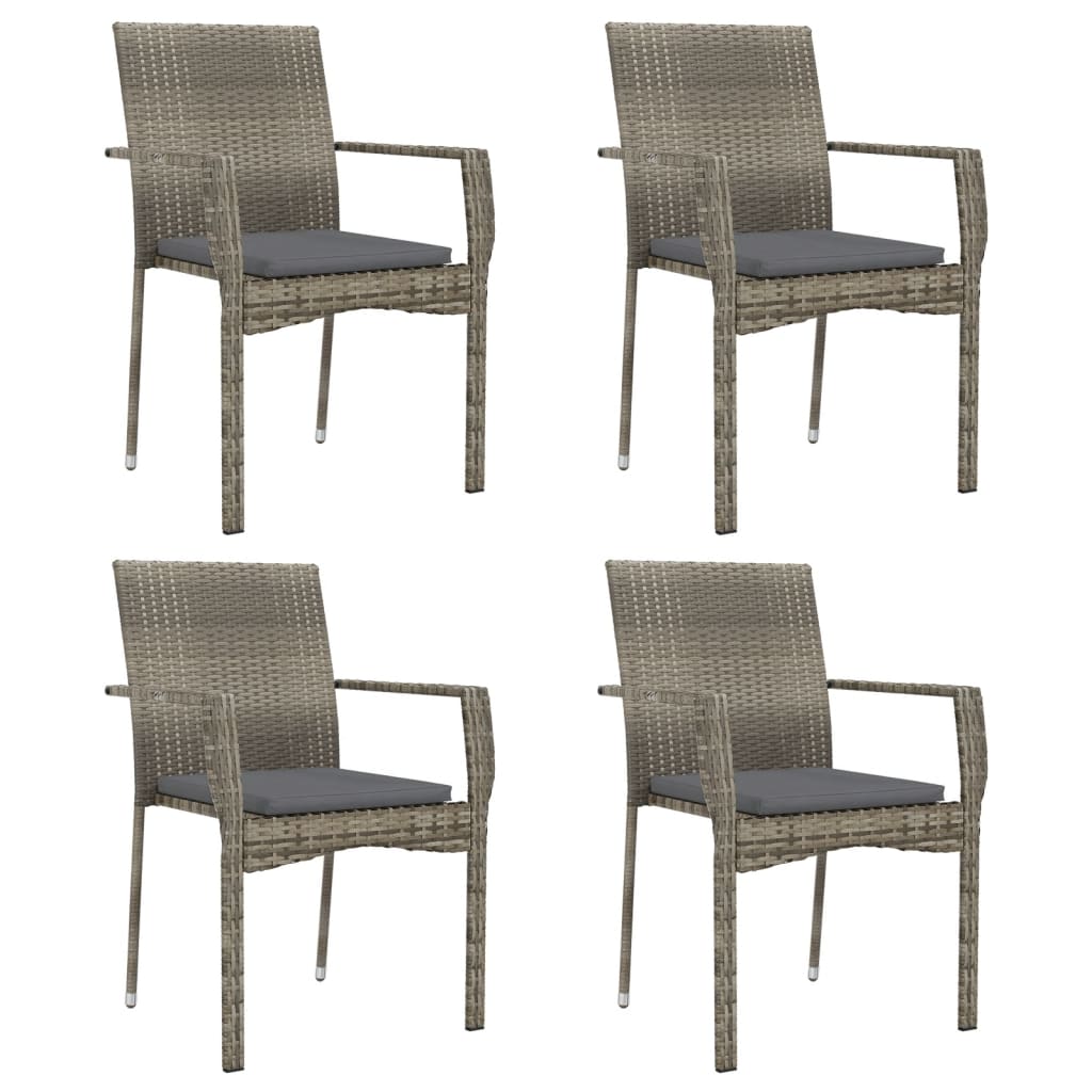 Tuinstoelen 4 st met kussens poly rattan grijs is nu te koop bij PeponiXL, paradijselijk wonen!