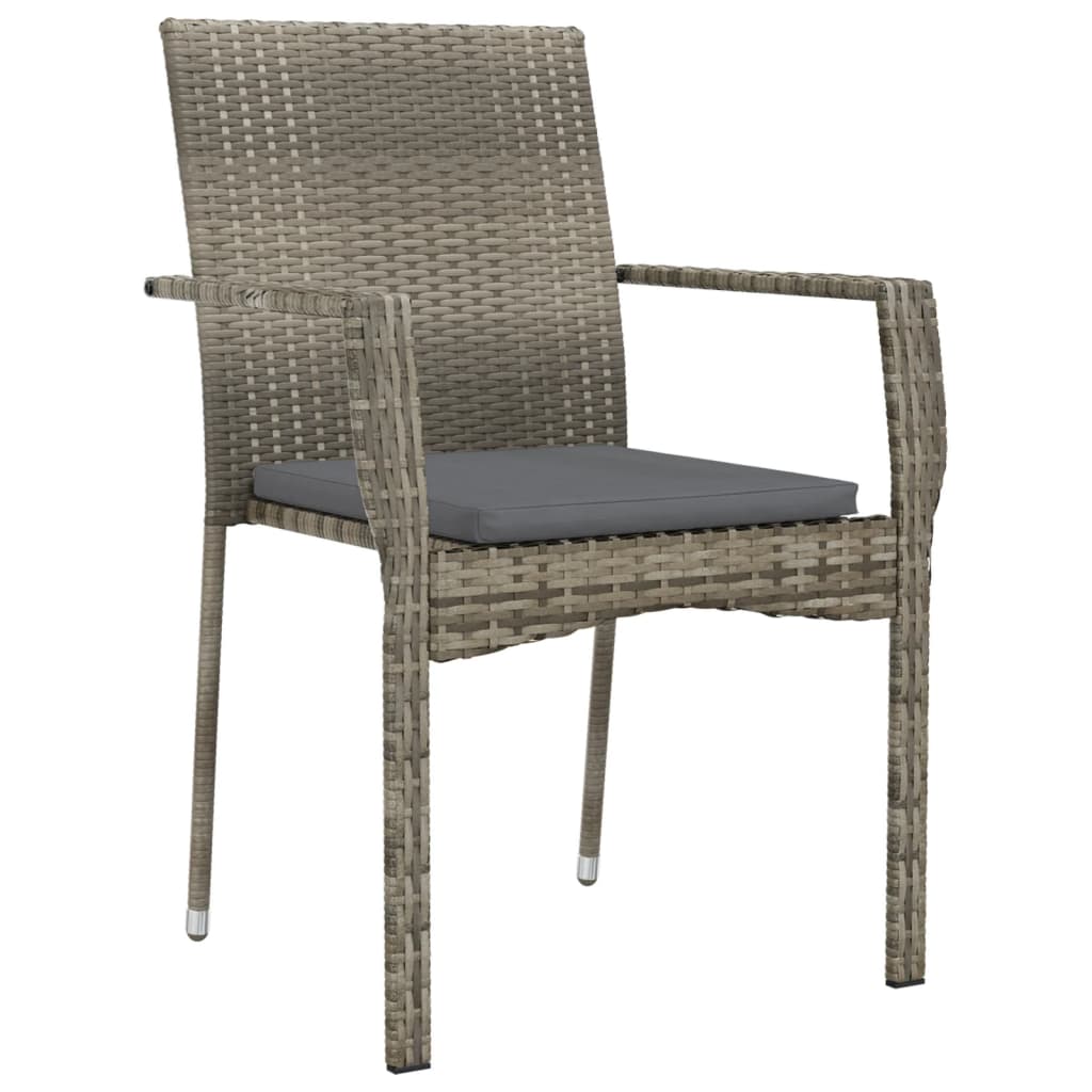 Tuinstoelen 4 st met kussens poly rattan grijs is nu te koop bij PeponiXL, paradijselijk wonen!