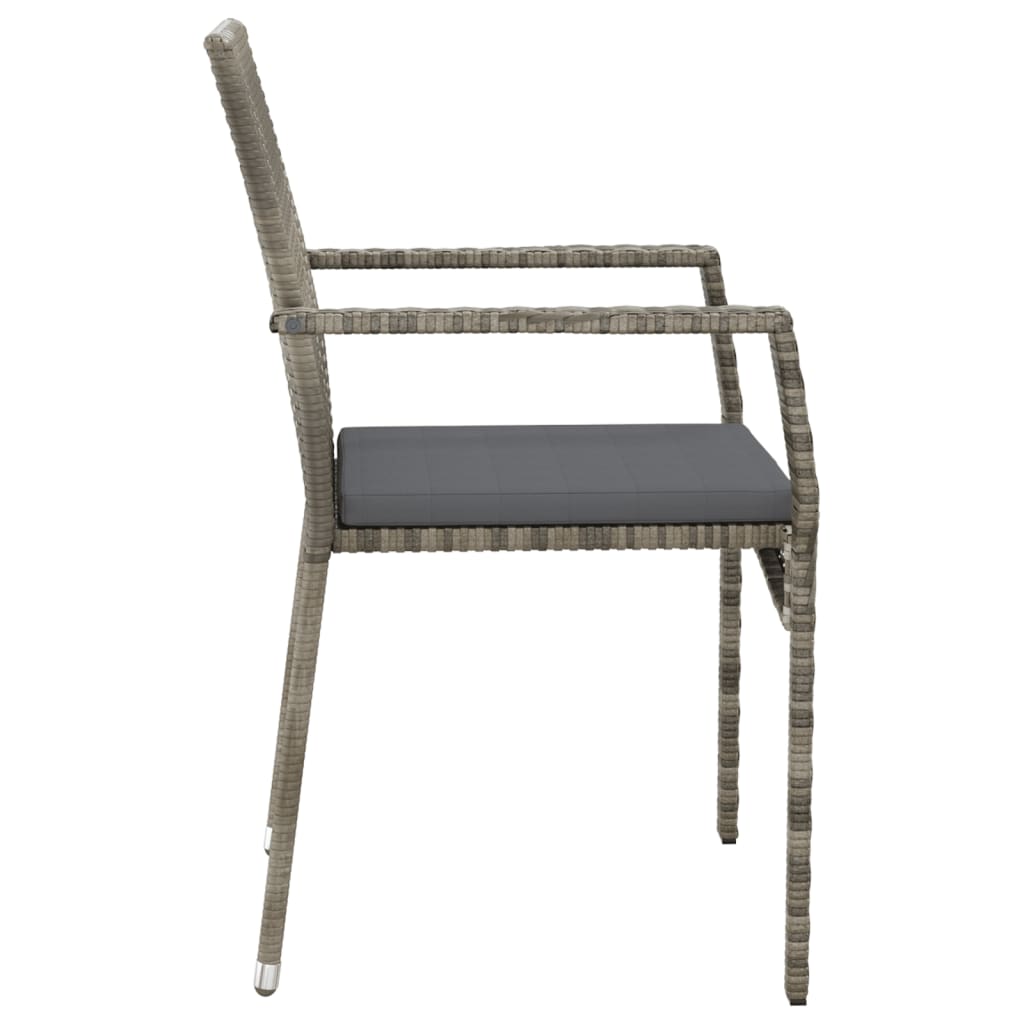 Tuinstoelen 4 st met kussens poly rattan grijs is nu te koop bij PeponiXL, paradijselijk wonen!