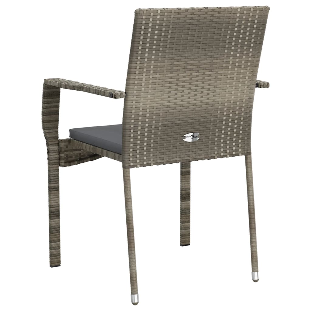 Tuinstoelen 4 st met kussens poly rattan grijs is nu te koop bij PeponiXL, paradijselijk wonen!