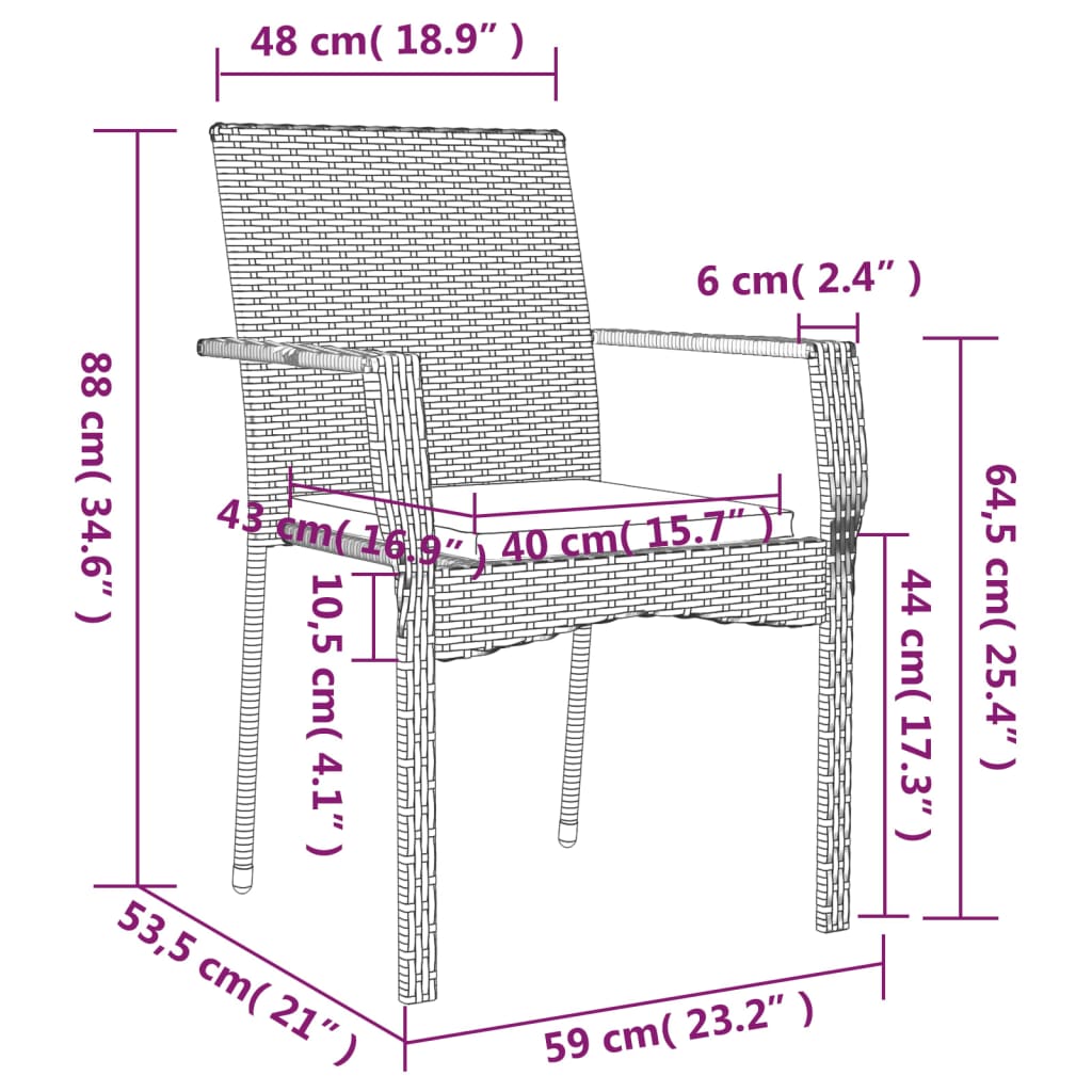 Tuinstoelen 4 st met kussens poly rattan grijs is nu te koop bij PeponiXL, paradijselijk wonen!