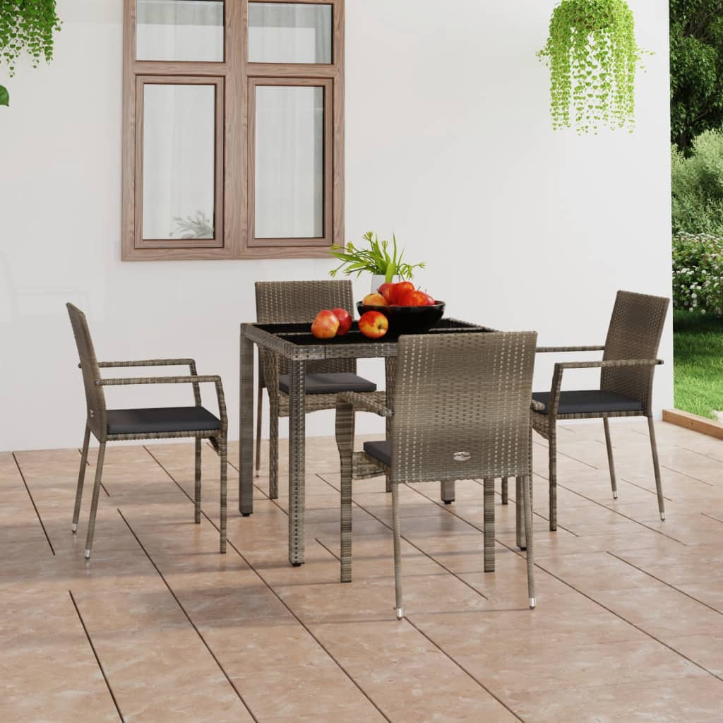 Tuinstoelen 4 st met kussens poly rattan grijs is nu te koop bij PeponiXL, paradijselijk wonen!