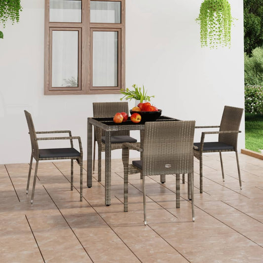 Tuinstoelen 4 st met kussens poly rattan grijs is nu te koop bij PeponiXL, paradijselijk wonen!