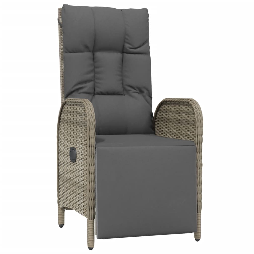 Tuinstoelen 2 st verstelbaar met kussens poly rattan grijs is nu te koop bij PeponiXL, paradijselijk wonen!