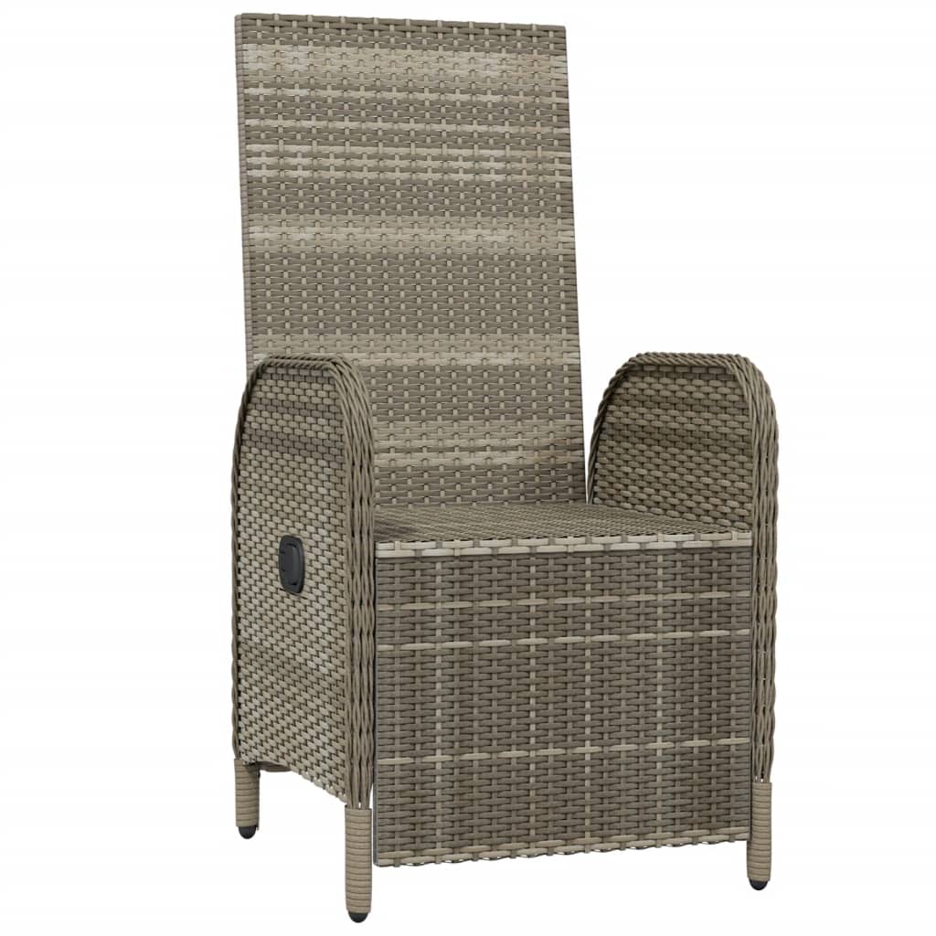 Tuinstoelen 2 st verstelbaar met kussens poly rattan grijs is nu te koop bij PeponiXL, paradijselijk wonen!
