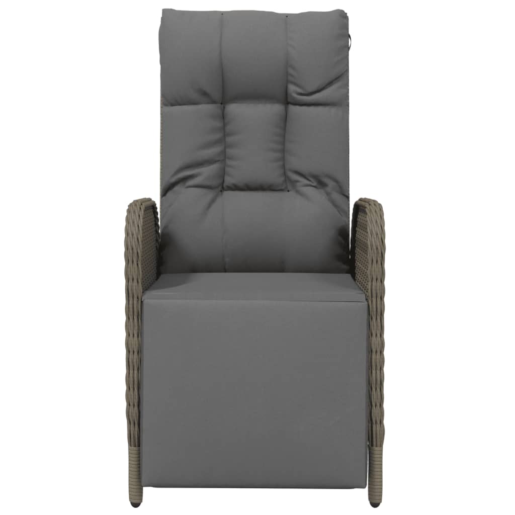 Tuinstoelen 2 st verstelbaar met kussens poly rattan grijs is nu te koop bij PeponiXL, paradijselijk wonen!