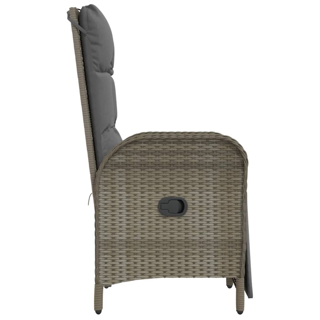 Tuinstoelen 2 st verstelbaar met kussens poly rattan grijs is nu te koop bij PeponiXL, paradijselijk wonen!