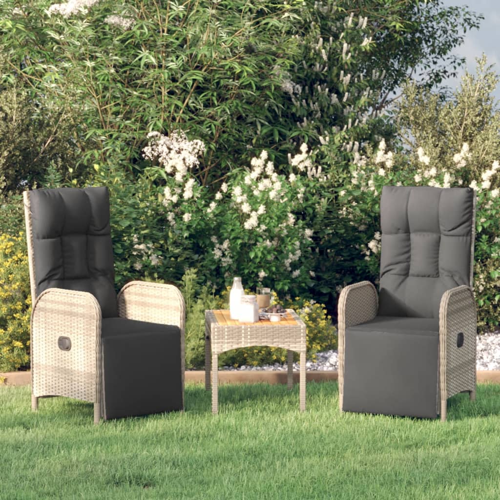 Tuinstoelen 2 st verstelbaar met kussens poly rattan grijs is nu te koop bij PeponiXL, paradijselijk wonen!