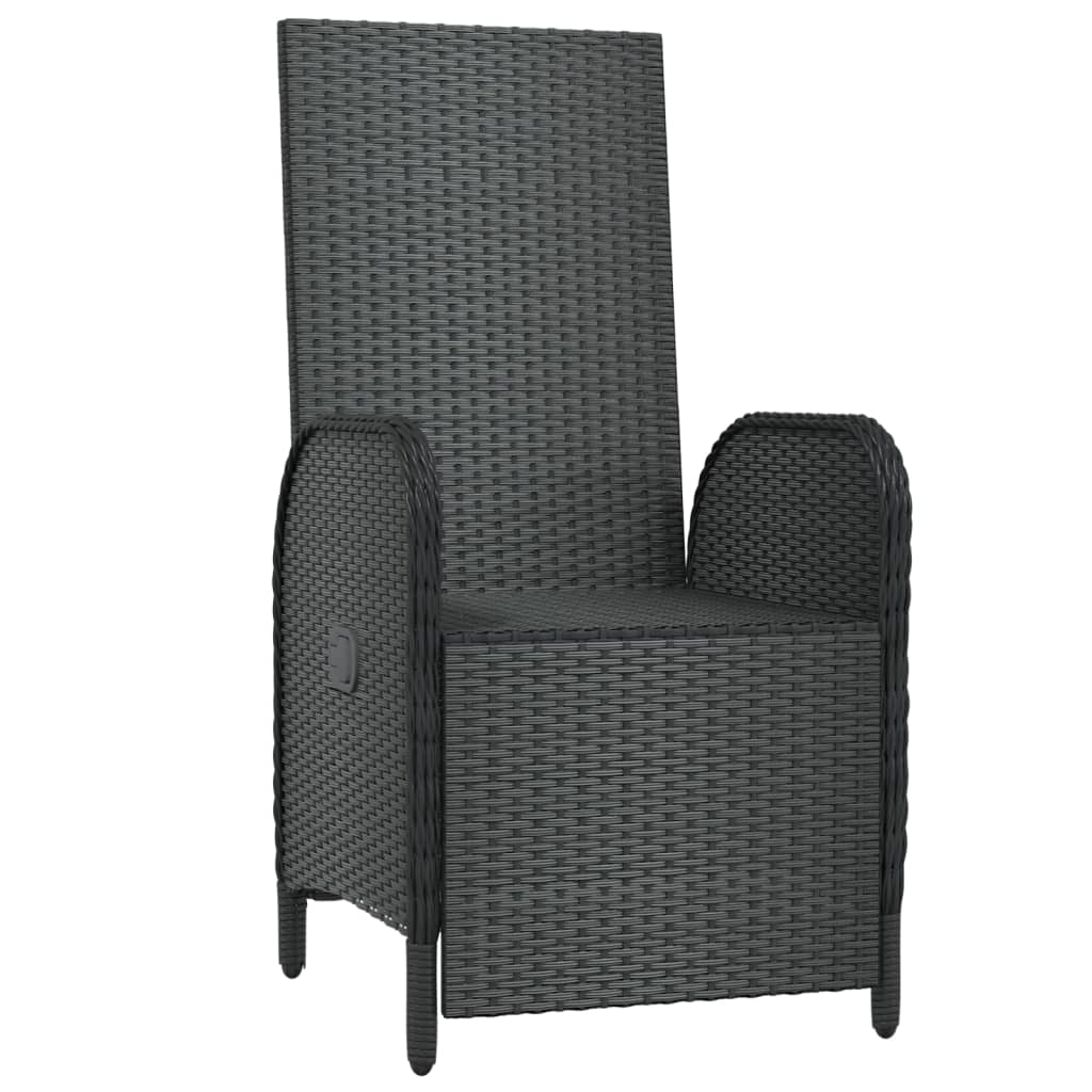 Tuinstoelen 2 st verstelbaar met kussens poly rattan zwart is nu te koop bij PeponiXL, paradijselijk wonen!