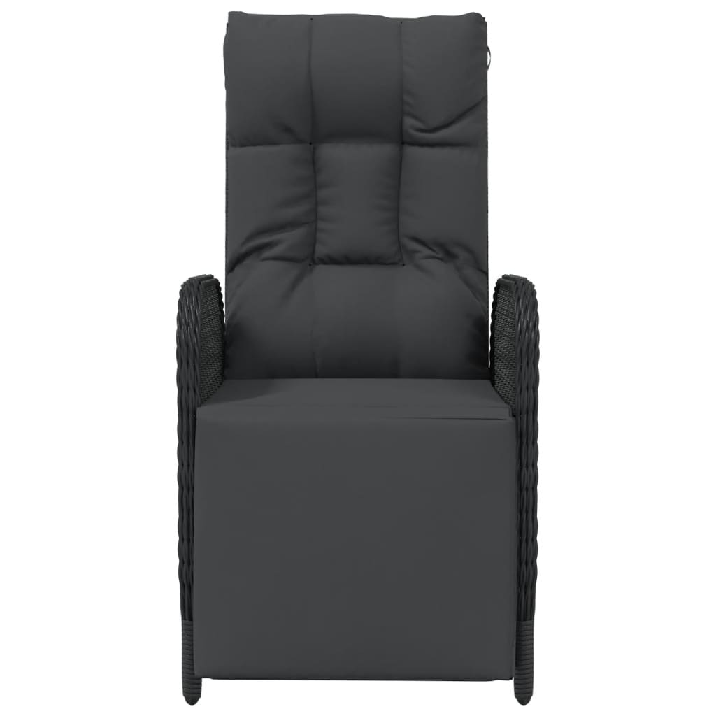 Tuinstoelen 2 st verstelbaar met kussens poly rattan zwart is nu te koop bij PeponiXL, paradijselijk wonen!