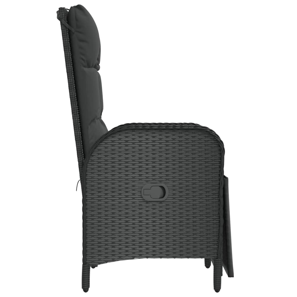 Tuinstoelen 2 st verstelbaar met kussens poly rattan zwart is nu te koop bij PeponiXL, paradijselijk wonen!