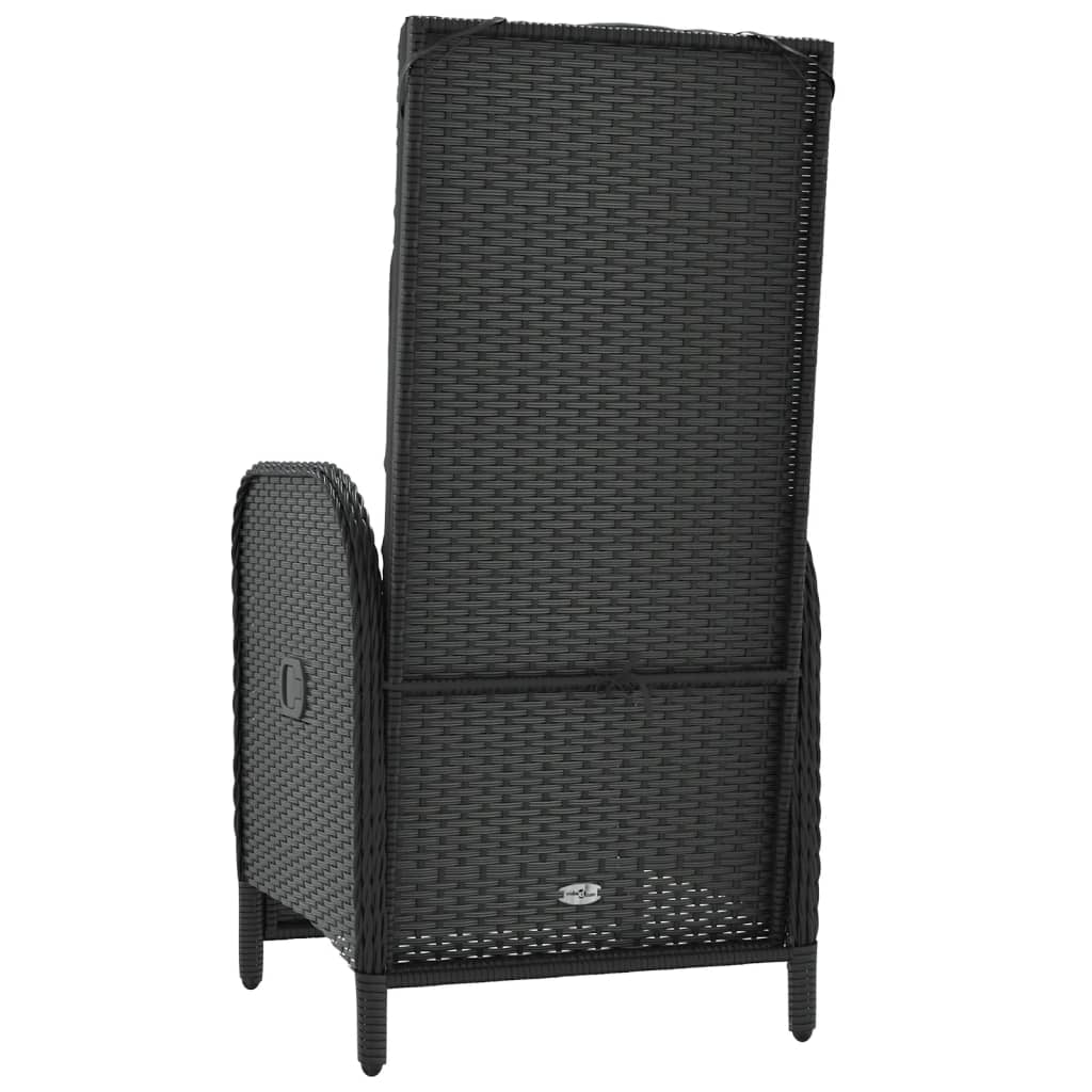 Tuinstoelen 2 st verstelbaar met kussens poly rattan zwart is nu te koop bij PeponiXL, paradijselijk wonen!