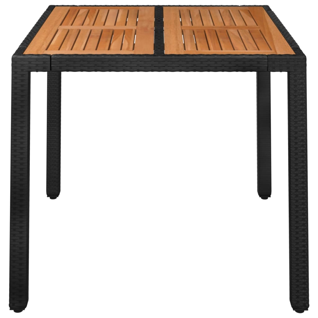 Tuintafel met houten blad 90x90x75 cm poly rattan zwart is nu te koop bij PeponiXL, paradijselijk wonen!