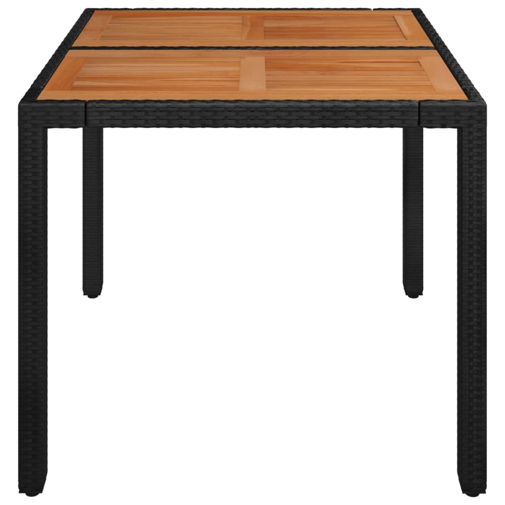 Tuintafel met houten blad 90x90x75 cm poly rattan zwart is nu te koop bij PeponiXL, paradijselijk wonen!