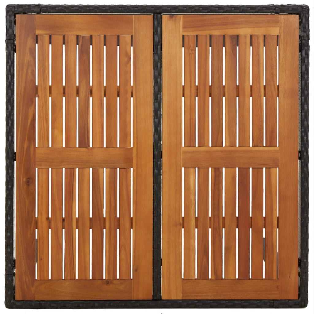 Tuintafel met houten blad 90x90x75 cm poly rattan zwart is nu te koop bij PeponiXL, paradijselijk wonen!
