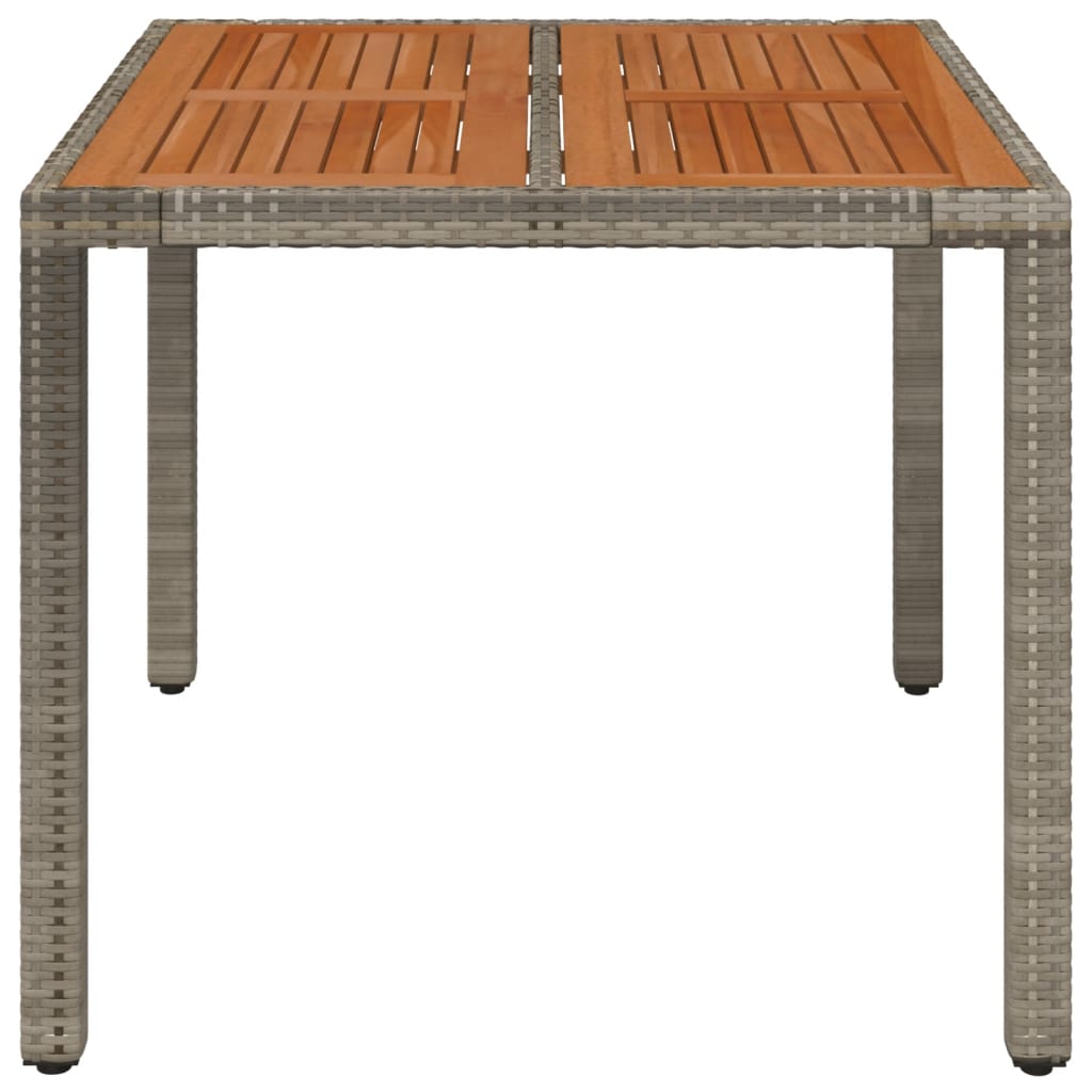 Tuintafel met houten blad 90x90x75 cm poly rattan grijs
