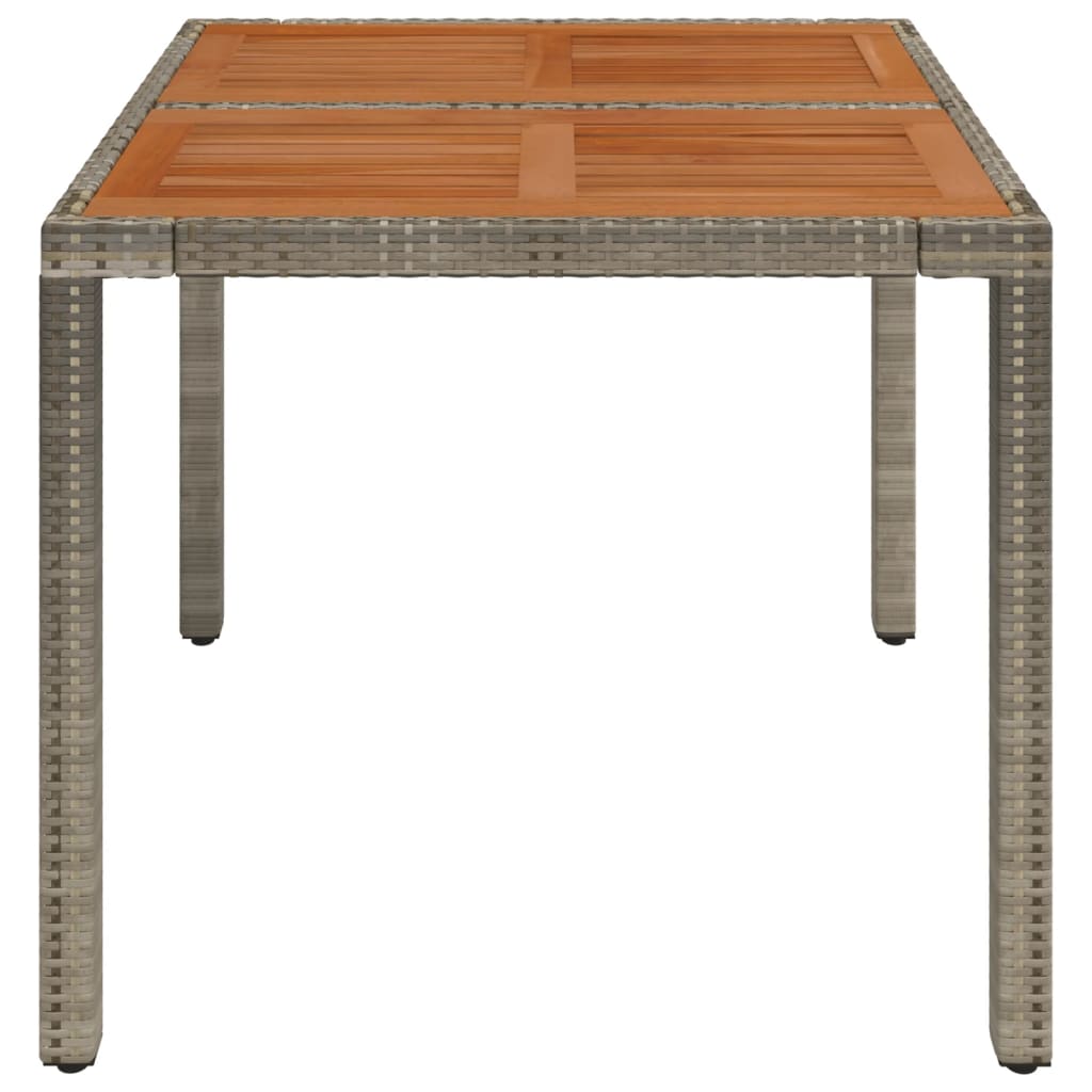 Tuintafel met houten blad 90x90x75 cm poly rattan grijs