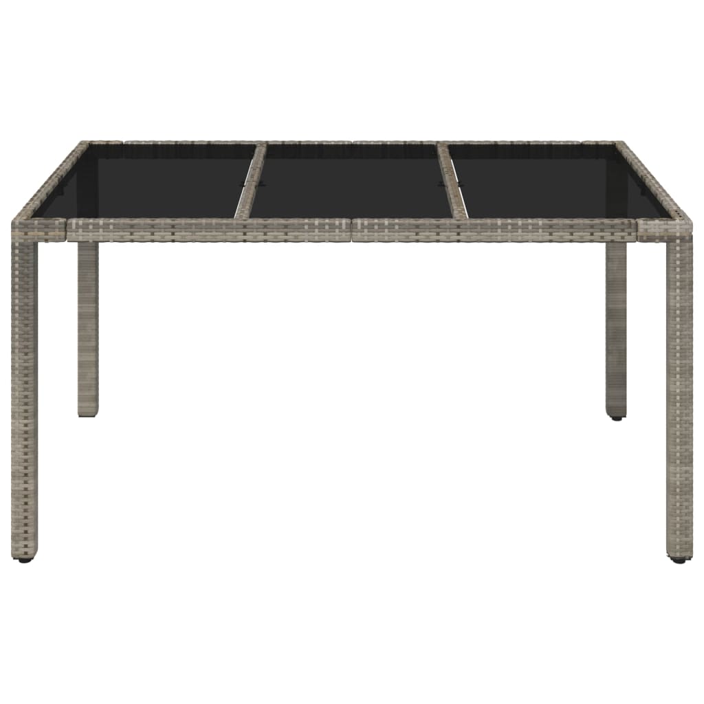 Tuintafel met glazen blad 150x90x75 cm poly rattan grijs is nu te koop bij PeponiXL, paradijselijk wonen!