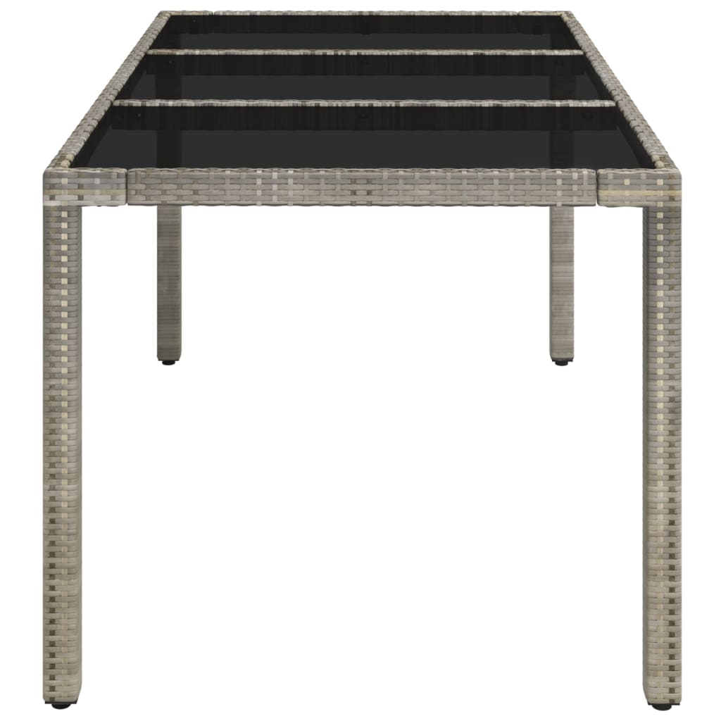 Tuintafel met glazen blad 150x90x75 cm poly rattan grijs is nu te koop bij PeponiXL, paradijselijk wonen!