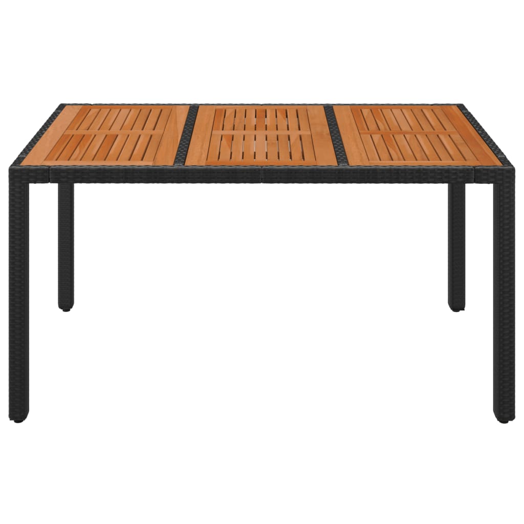 Tuintafel met houten blad 150x90x75 cm poly rattan zwart is nu te koop bij PeponiXL, paradijselijk wonen!