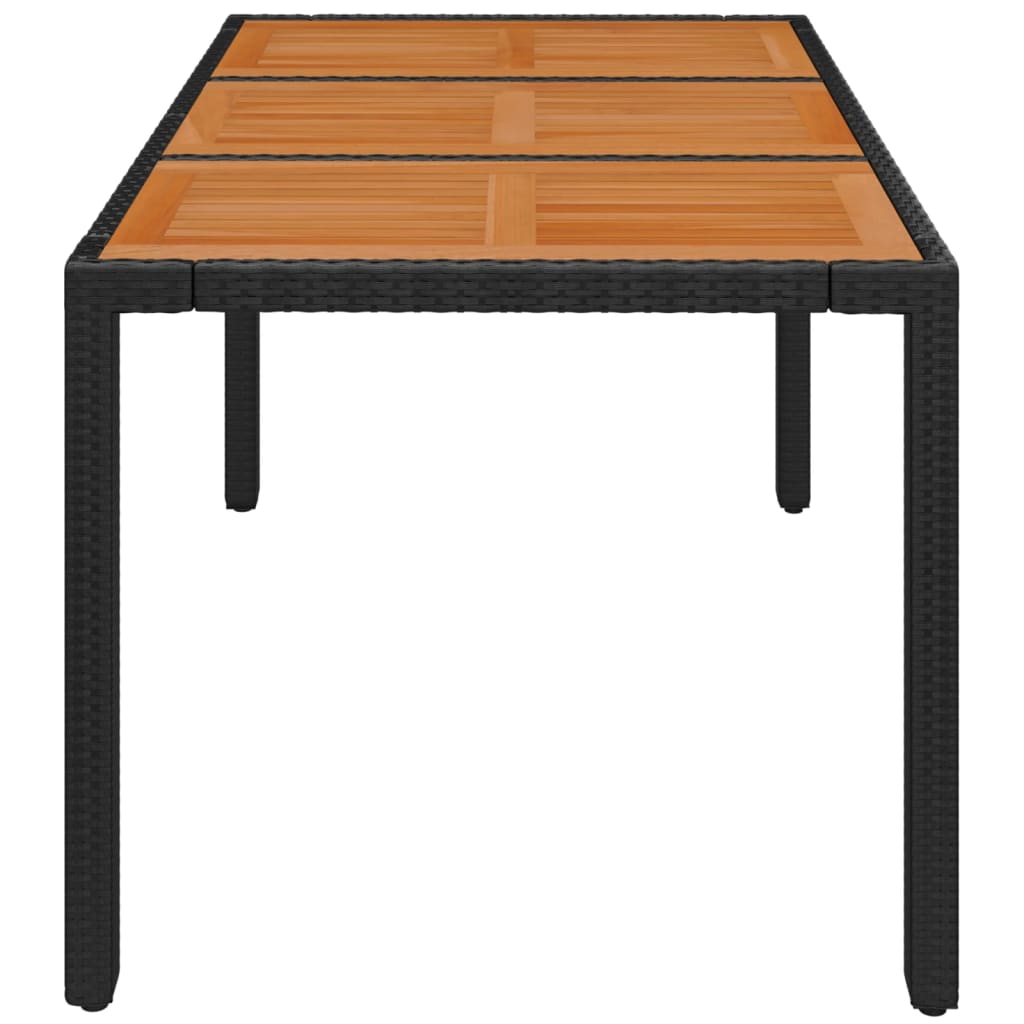 Tuintafel met houten blad 150x90x75 cm poly rattan zwart is nu te koop bij PeponiXL, paradijselijk wonen!