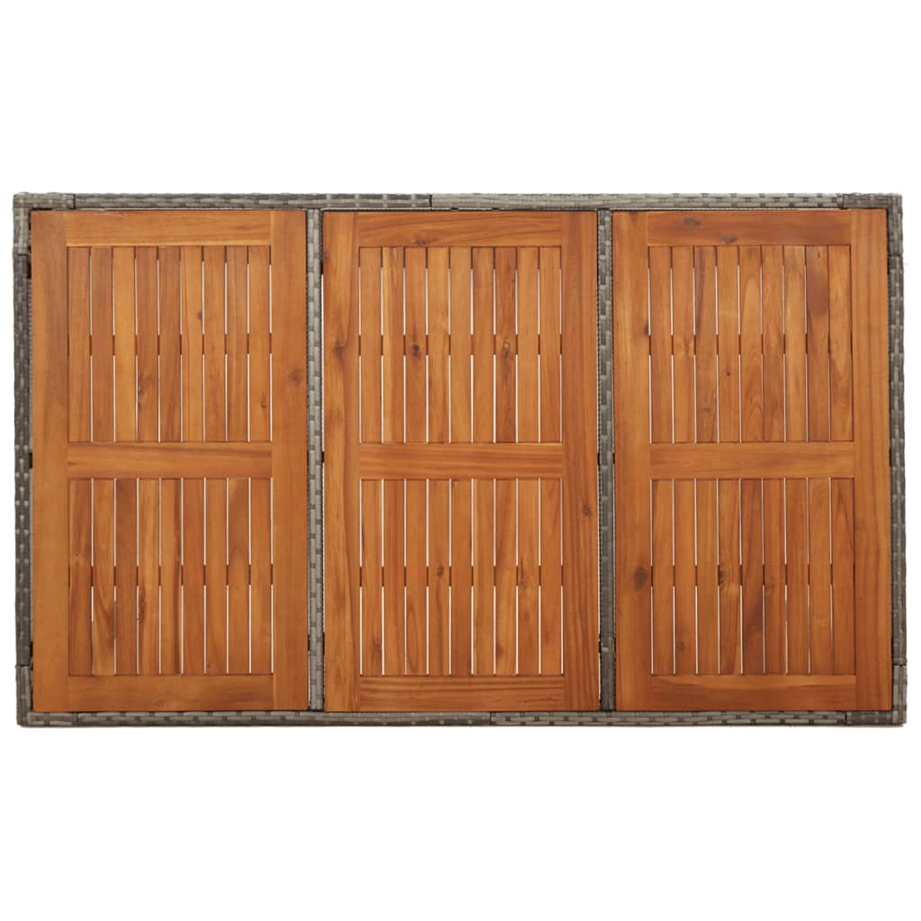 Tuintafel met houten blad 150x90x75 cm poly rattan grijs is nu te koop bij PeponiXL, paradijselijk wonen!