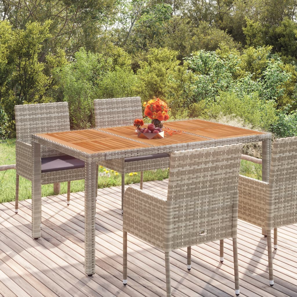 Tuintafel met houten blad 150x90x75 cm poly rattan grijs is nu te koop bij PeponiXL, paradijselijk wonen!