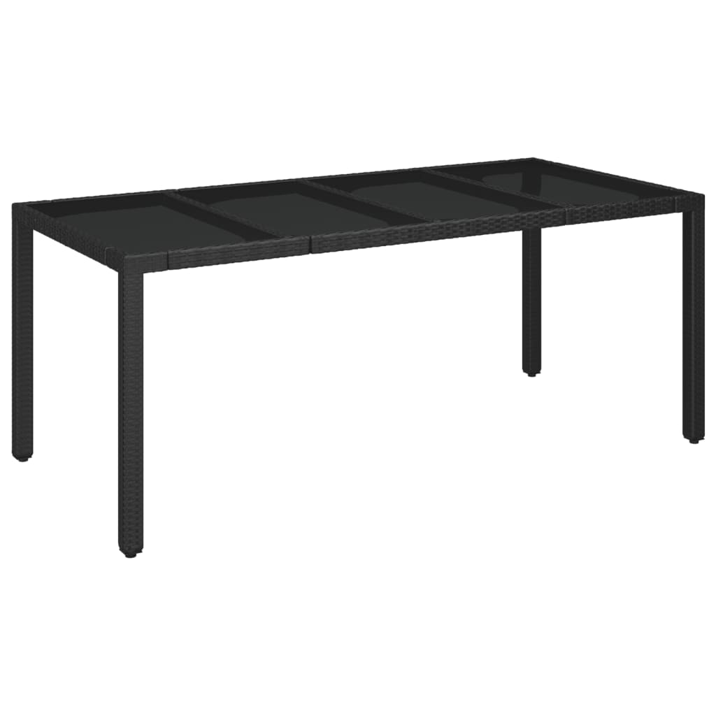 Tuintafel met glazen blad 190x90x75 cm poly rattan zwart is nu te koop bij PeponiXL, paradijselijk wonen!