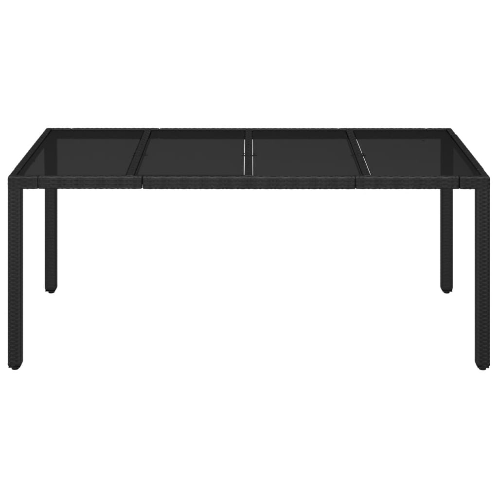 Tuintafel met glazen blad 190x90x75 cm poly rattan zwart is nu te koop bij PeponiXL, paradijselijk wonen!